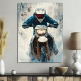 Red Snowmobile Hill Cross Accented With Blue - Skiing Canvas Wall Art