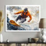 Yellow Wakeboard Big Air Accented With Grey I - Winter Sport Canvas Wall Art