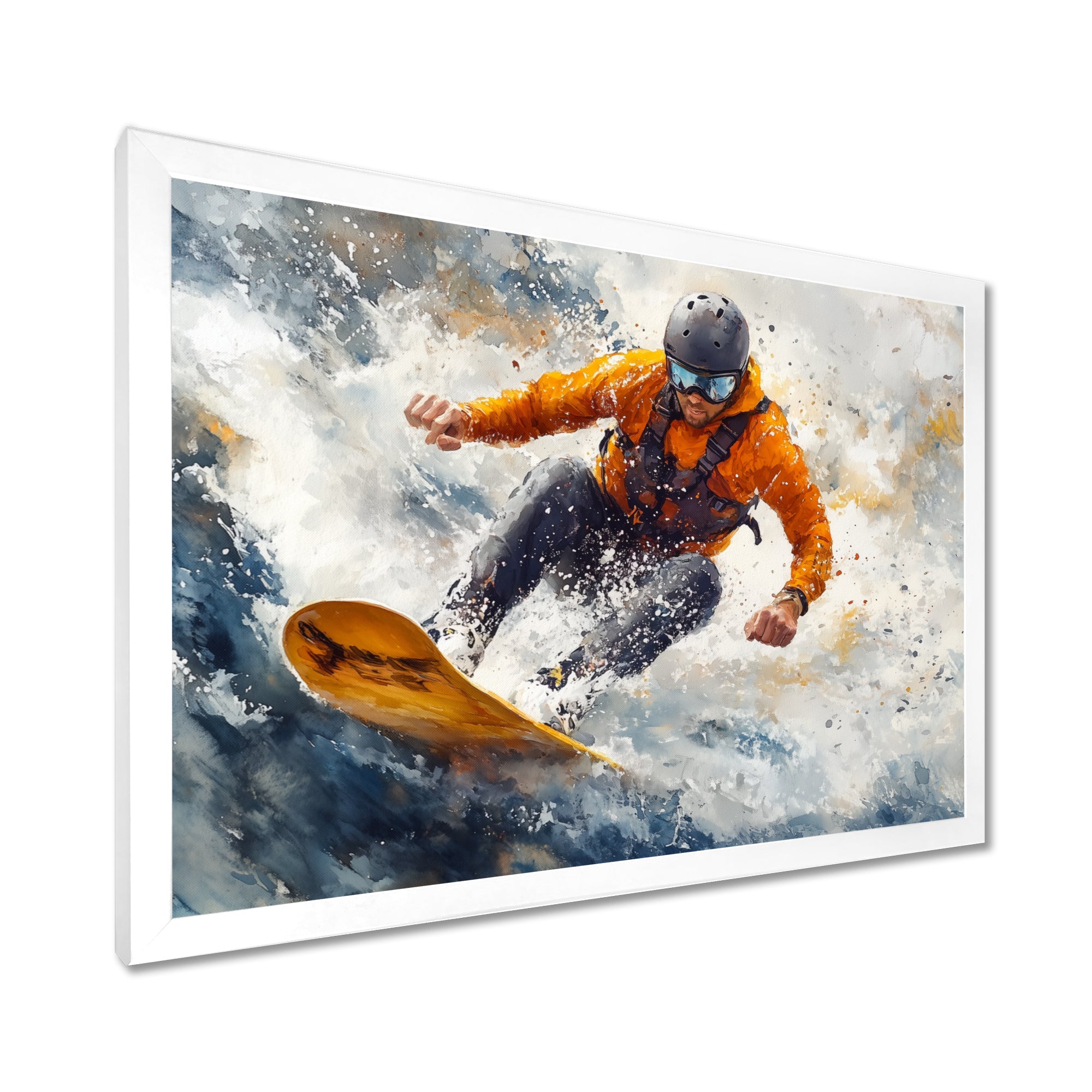 Yellow Wakeboard Big Air Accented With Grey I - Winter Sport Canvas Wall Art