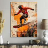Yellow Wakeboard Big Air Accented With Black - Winter Sport Canvas Wall Art
