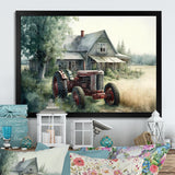 Tractor In Barn I - Truck Canvas Wall Art