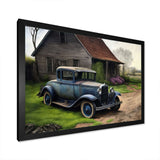 30S Ford Car In Barn V Framed Print Vibrant Black - 1.5"Width