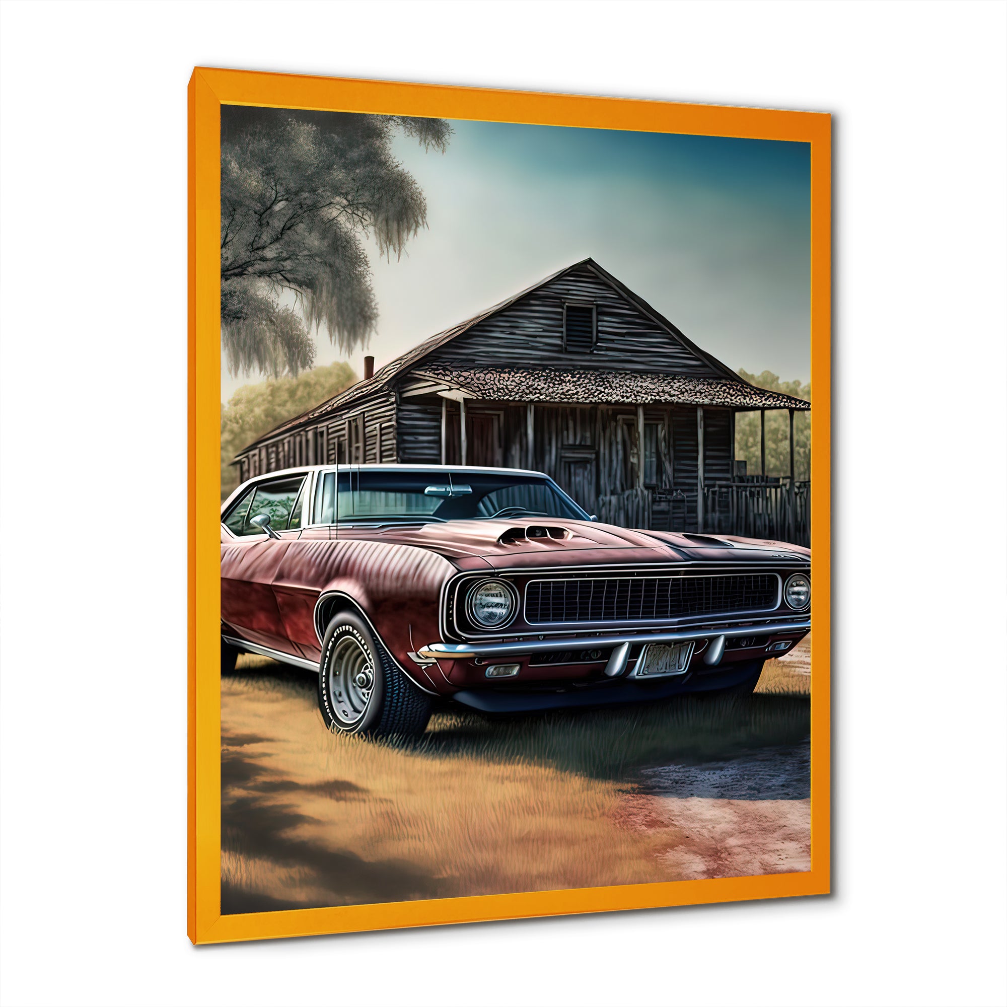 Camero In Barn I - Car Muscle Car Canvas Wall Art