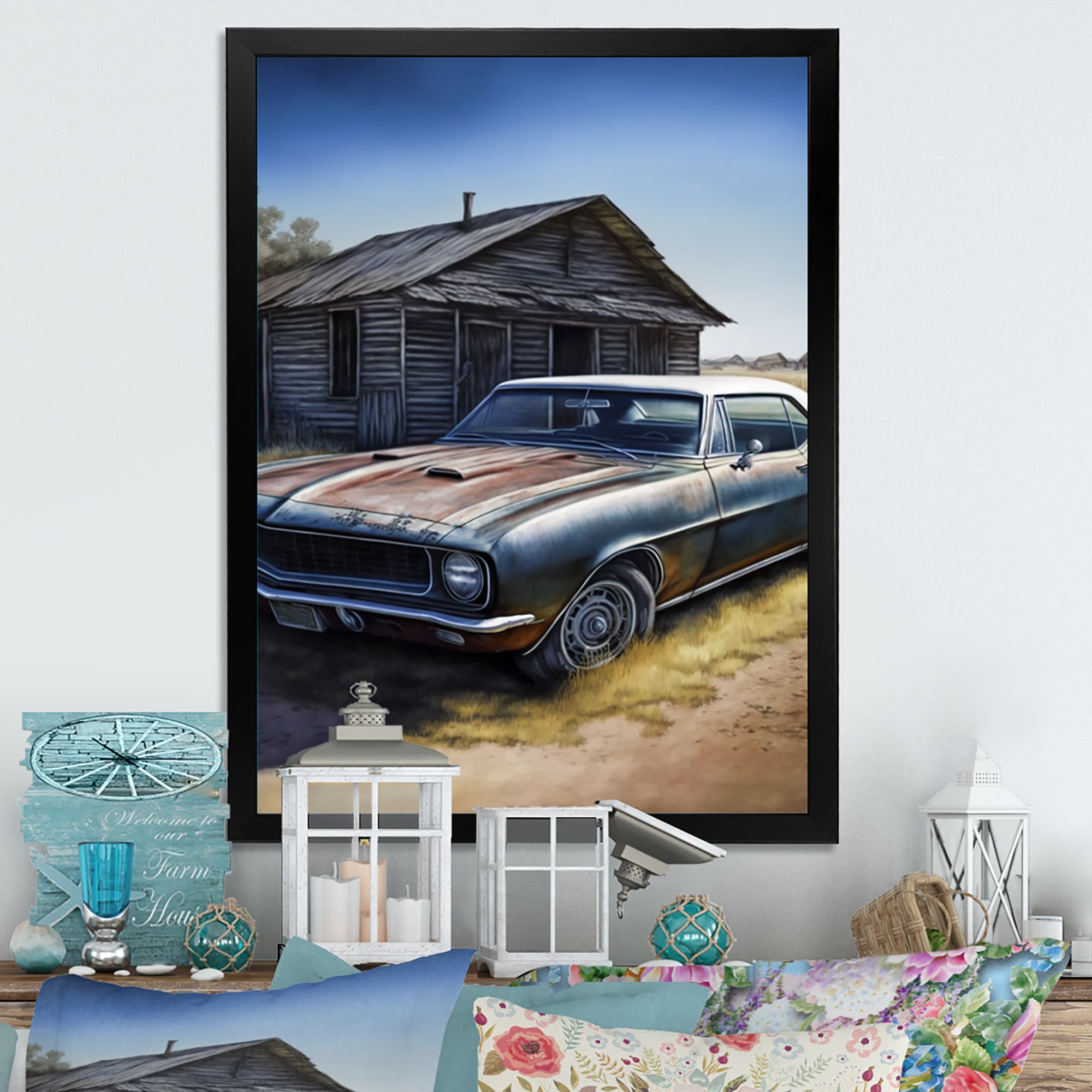 Old True In Barn - Car Old American Canvas Wall Art