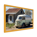 Old Milk Delivery In Barn - Car Old American Canvas Wall Art