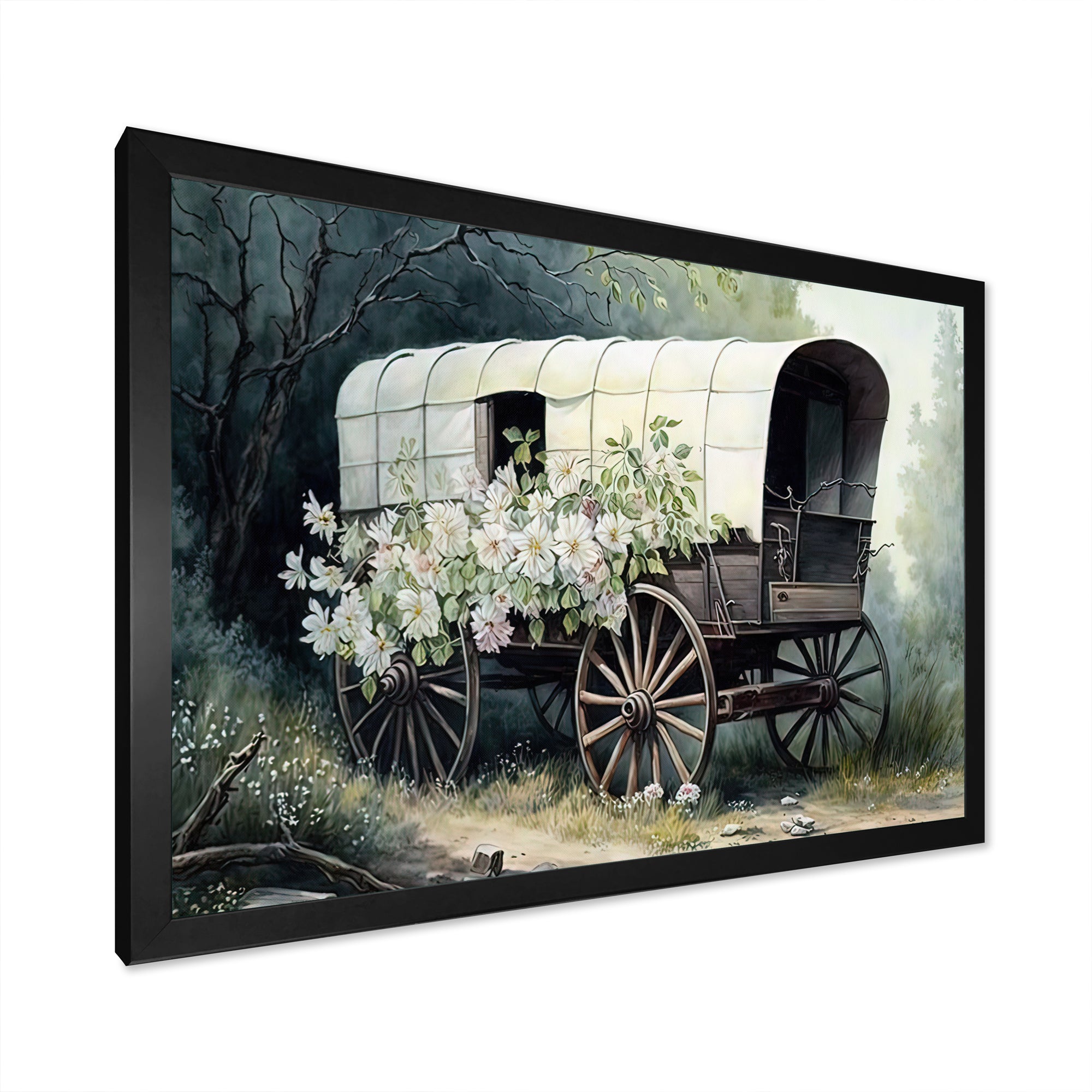 Flower Old Cottage Caravan I - Car Old American Canvas Wall Art