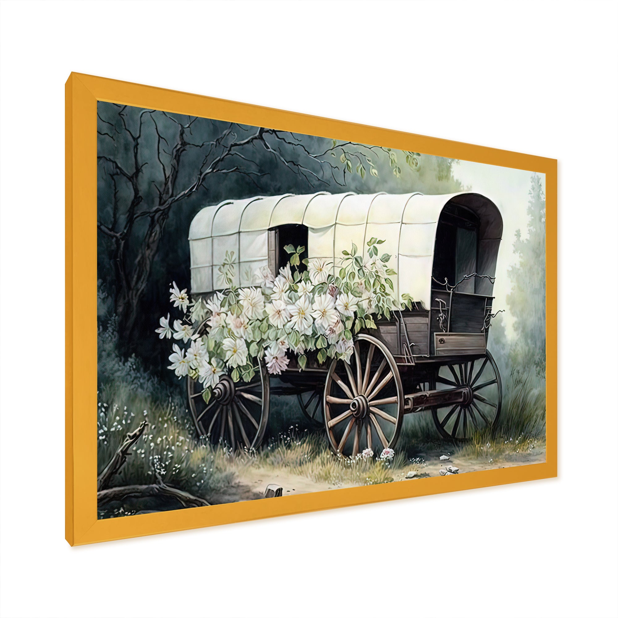Flower Old Cottage Caravan I - Car Old American Canvas Wall Art