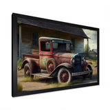 30s American Car At The Barn - Car Old American Canvas Wall Art