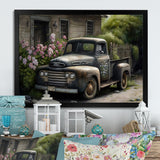 Vintage Car At The Barn - Car Old American Canvas Wall Art