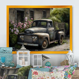 Vintage Car At The Barn - Car Old American Canvas Wall Art