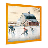 Kids Playing Hockey In Winter I - Sport Hockey Canvas Wall Art