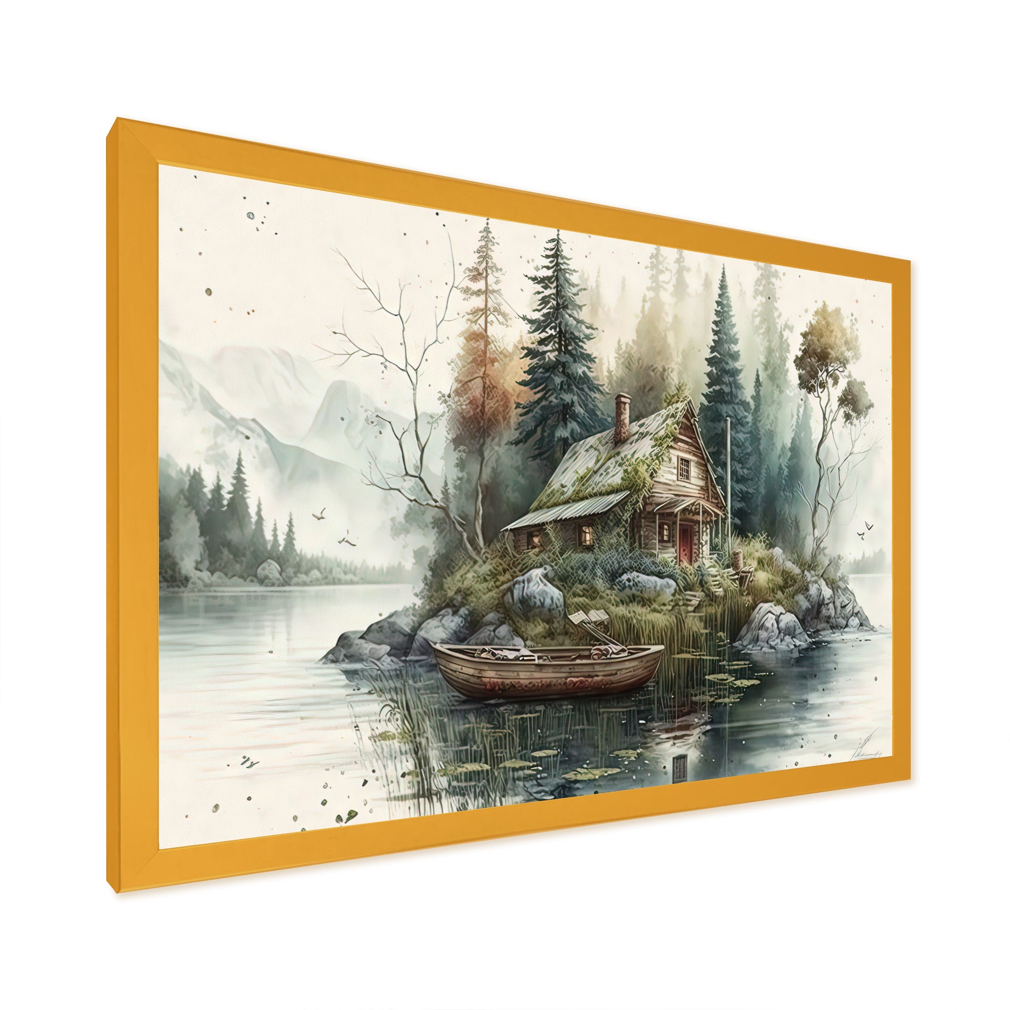 Fishing House By The Lake I - Hunting & Fishing Canvas Wall Art
