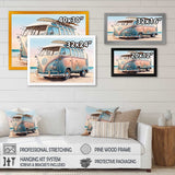 70S Surfing Van At The Beach II Framed Print Vibrant Gold - 1.5"Width