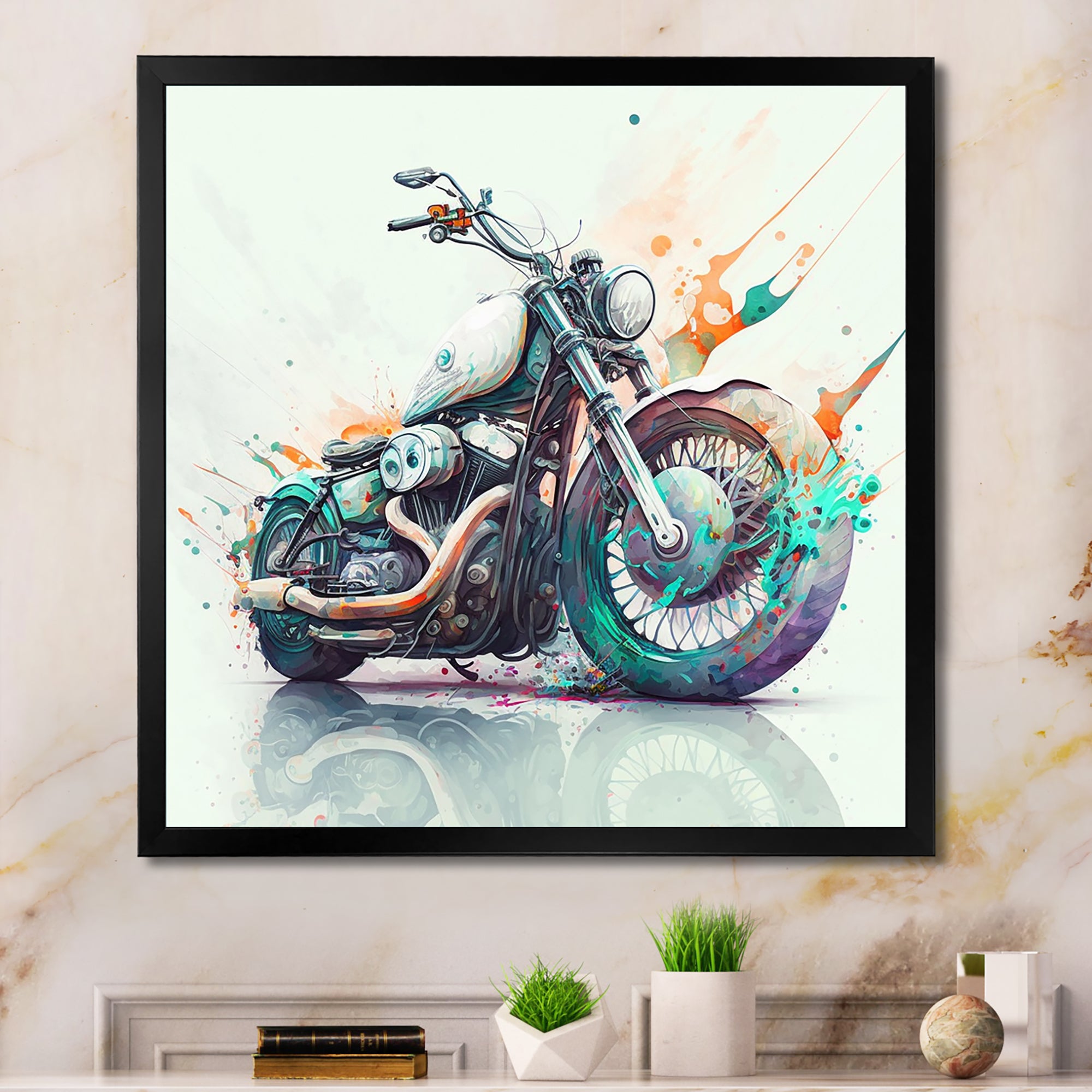 Modern Vibrant Motorcycle - Motorcycle Canvas Wall Art