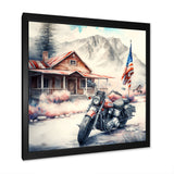 Motorcycle Parked At The Cabin I - Motorcycle Canvas Wall Art