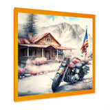 Motorcycle Parked At The Cabin I - Motorcycle Canvas Wall Art
