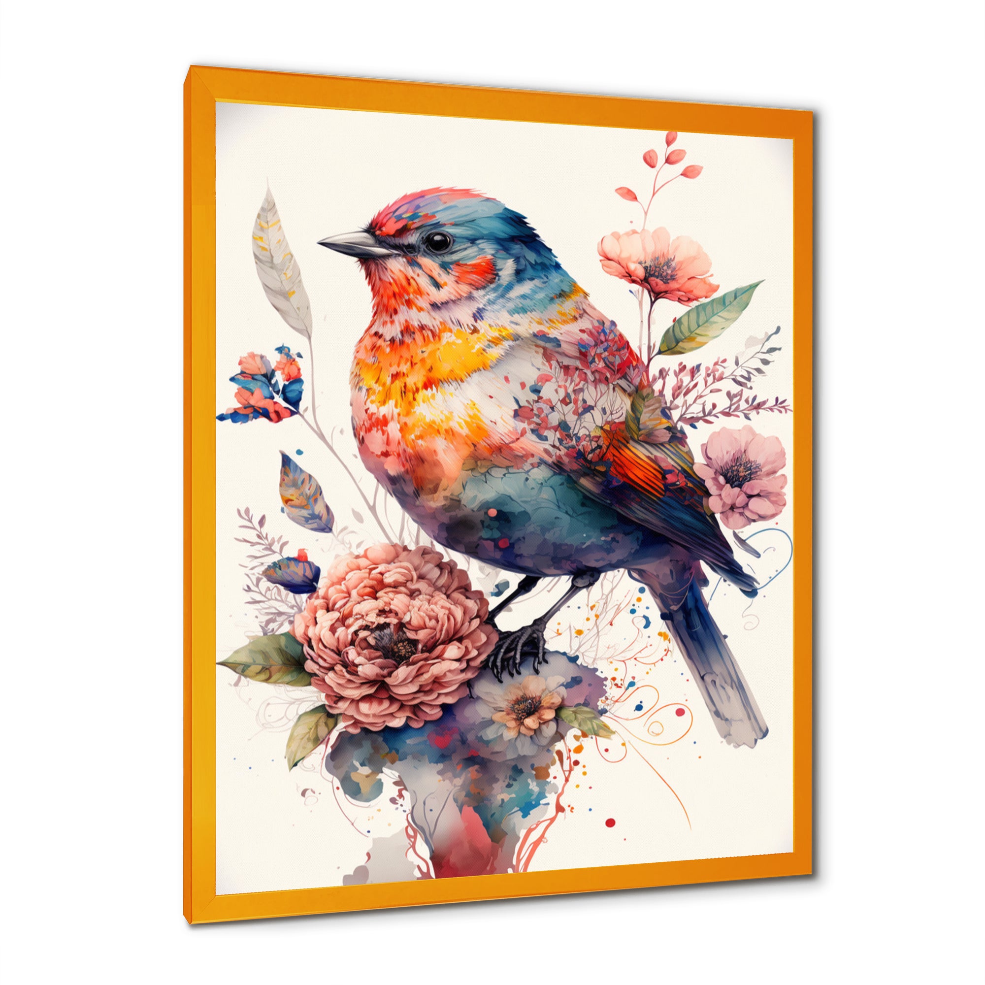 Cute Bird Floral Art - Bird Wall Decor