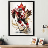 Canadian Hockey Player In Action I - Sport Hockey Canvas Wall Art