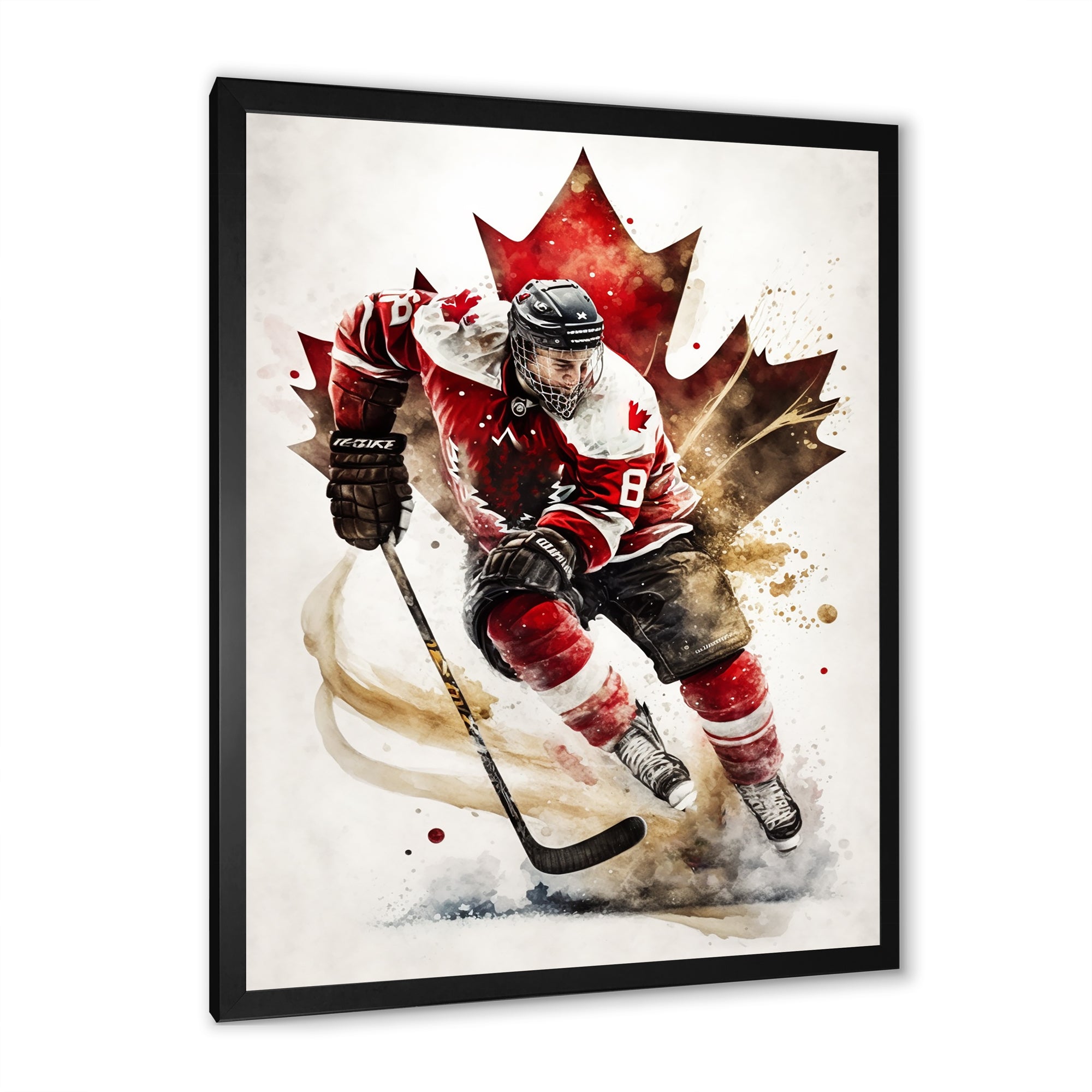 Canadian Hockey Player In Action I - Sport Hockey Canvas Wall Art