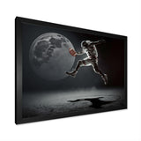 Touchdown On The Moon - Sport Basketball Canvas Wall Art