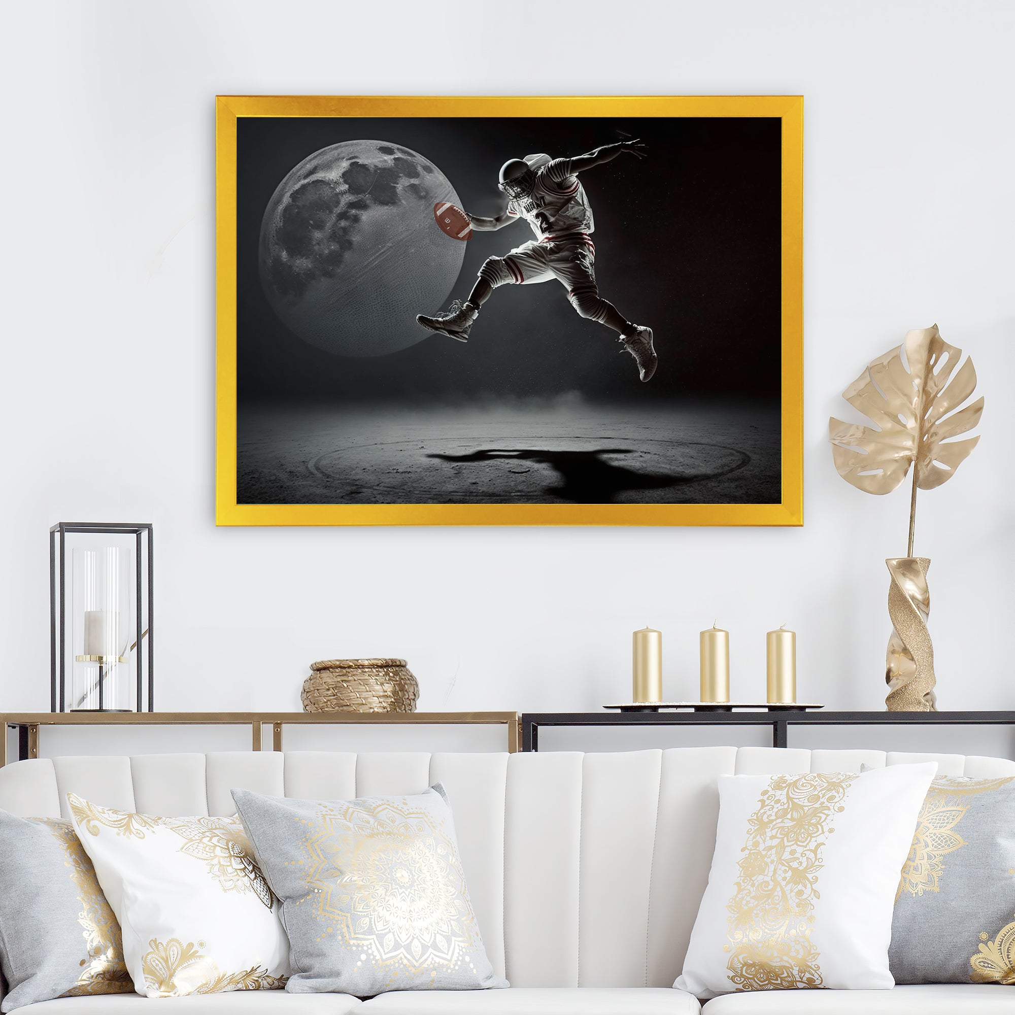 Touchdown On The Moon - Sport Basketball Canvas Wall Art