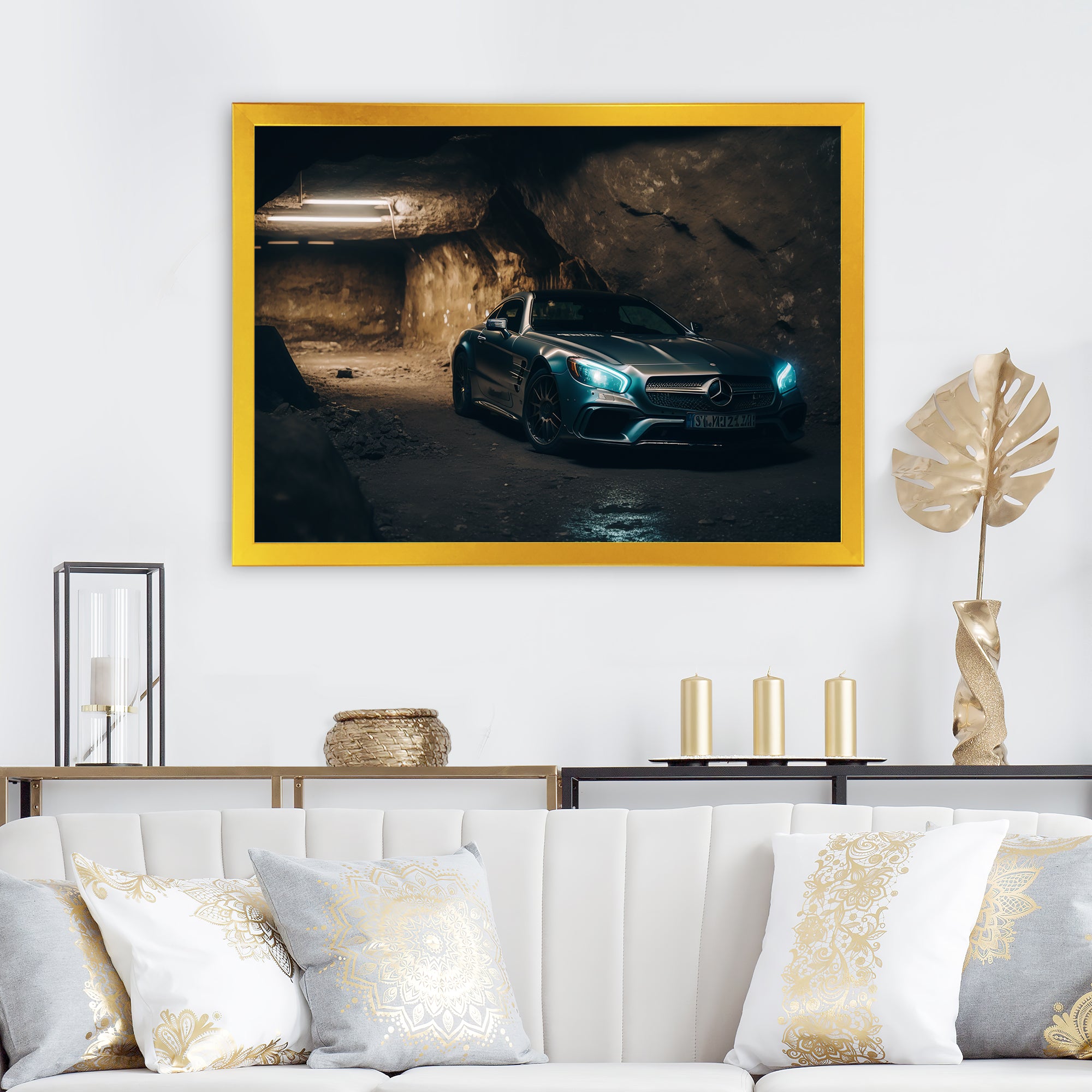 SL In Underground Garage - Car Exotic Canvas Wall Art