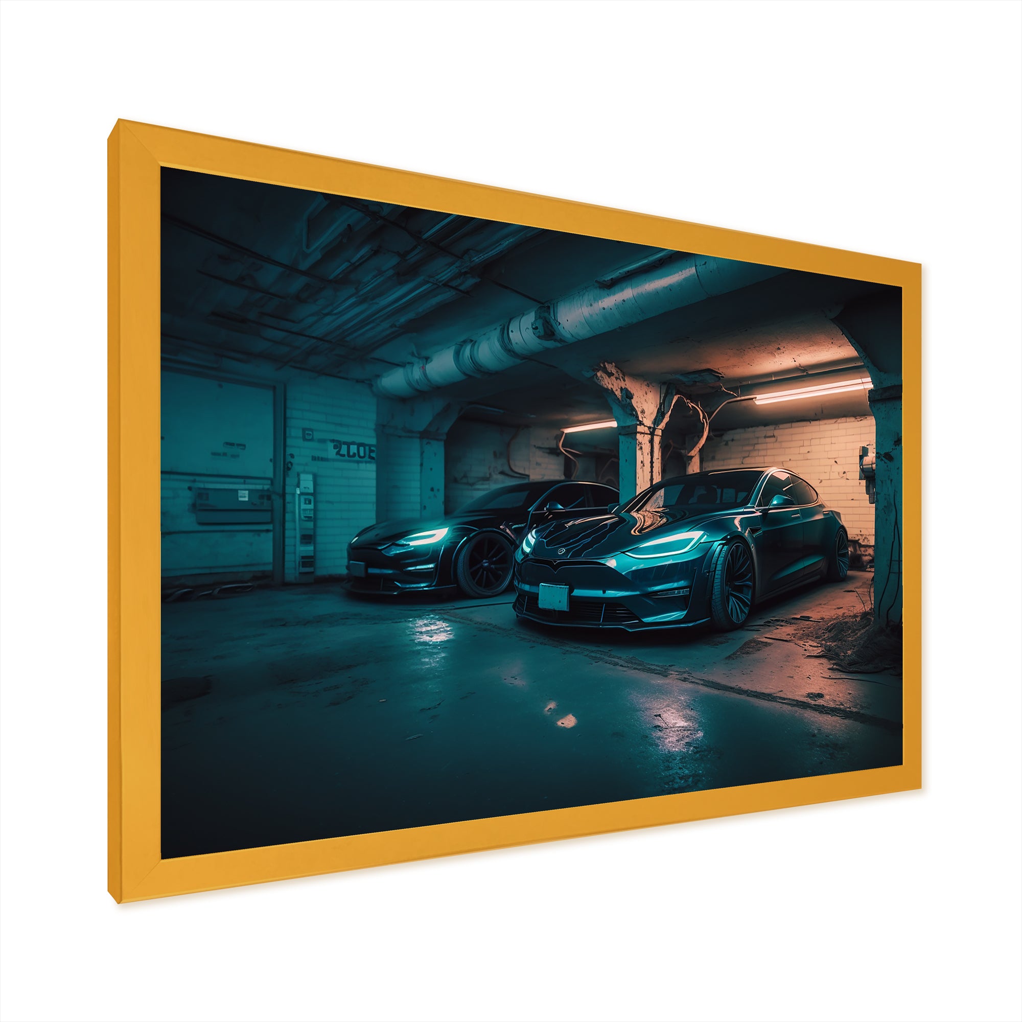 Hybrid Power In Underground Garage - Car Exotic Canvas Wall Art