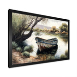 Fishing Boat In The River - Boat Fishing Canvas Wall Art