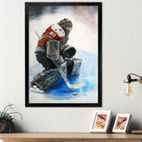 Hockey Goalie During Game I - Sport Hockey Canvas Wall Art