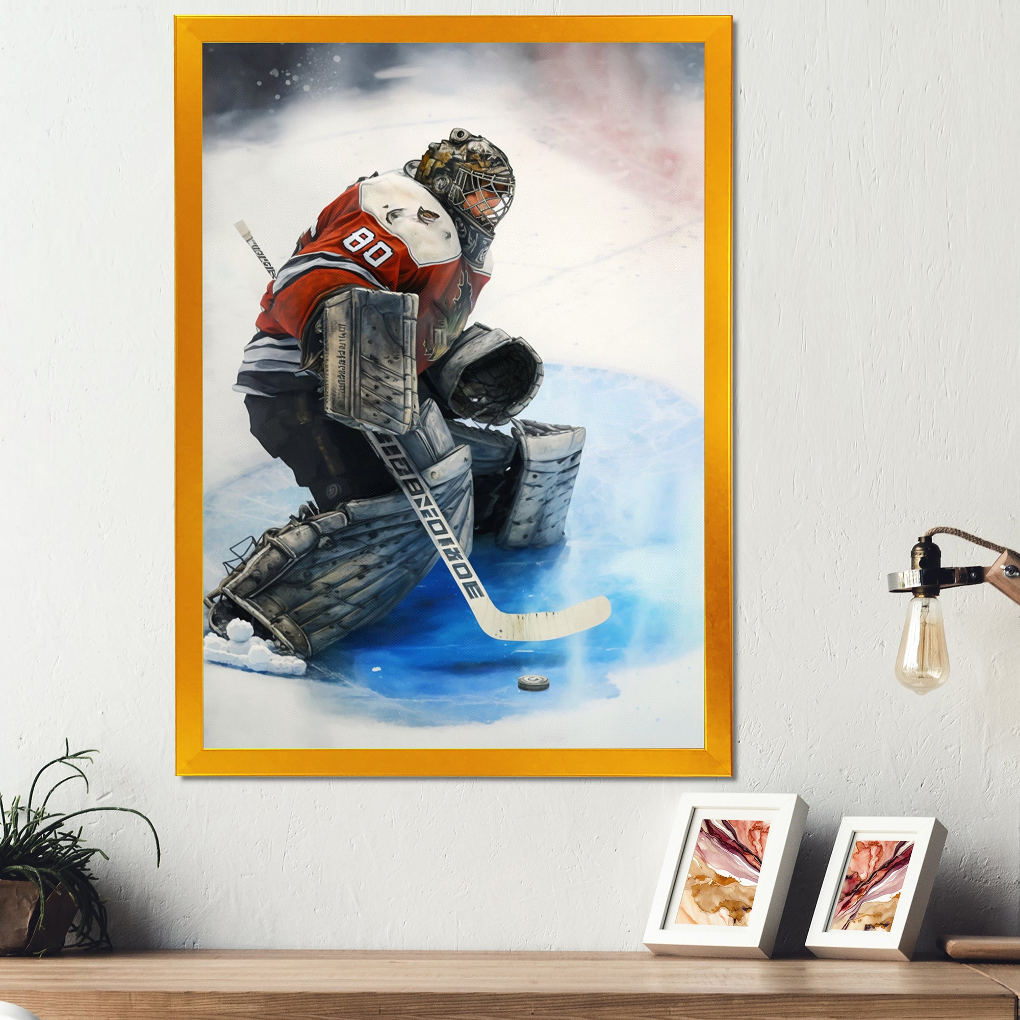 Hockey Goalie During Game I - Sport Hockey Canvas Wall Art