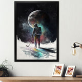 Hockey Player On The Moon - Sport Hockey Canvas Wall Art