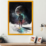 Hockey Player On The Moon - Sport Hockey Canvas Wall Art