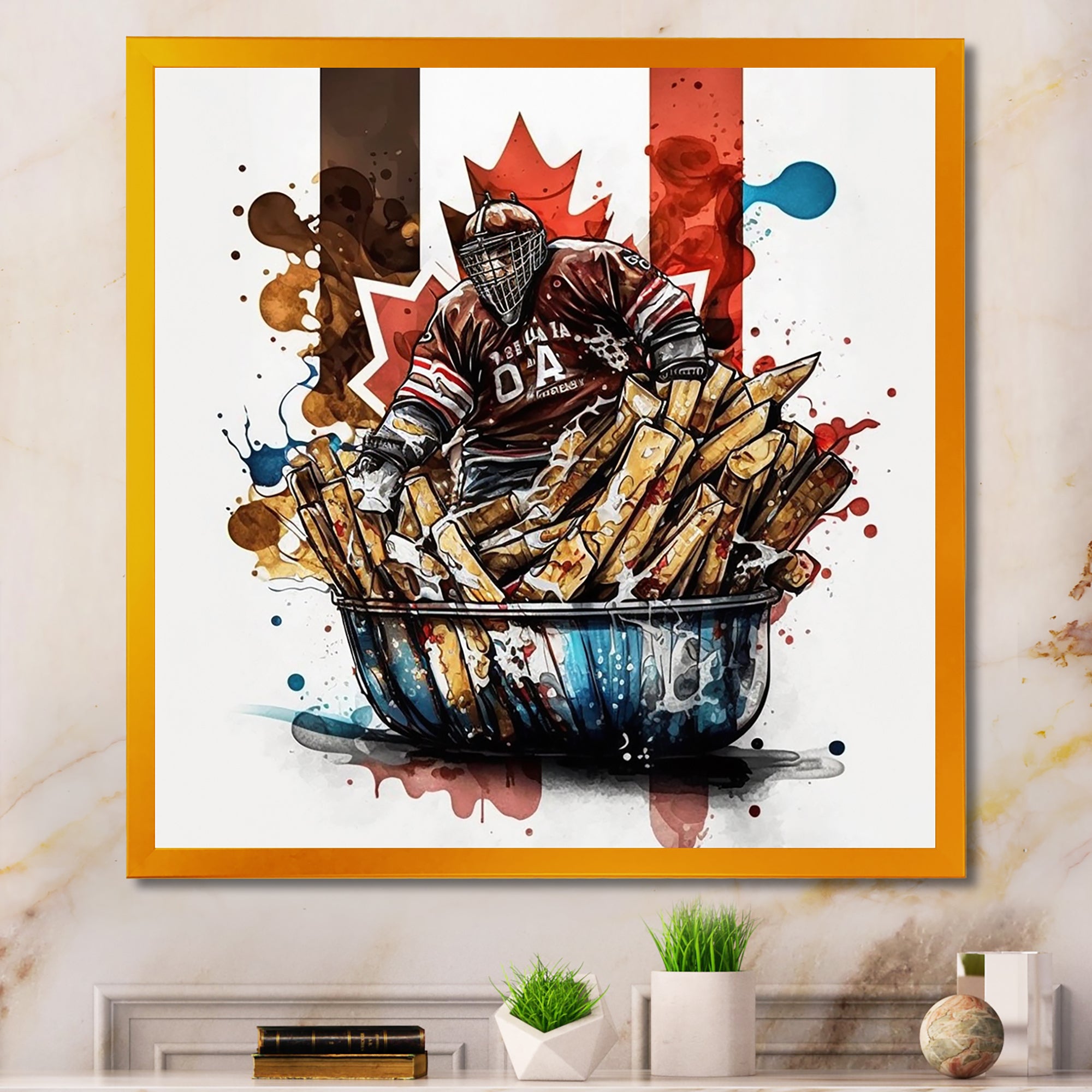 Goal Tender In Poutine I - Sport Hockey Canvas Wall Art