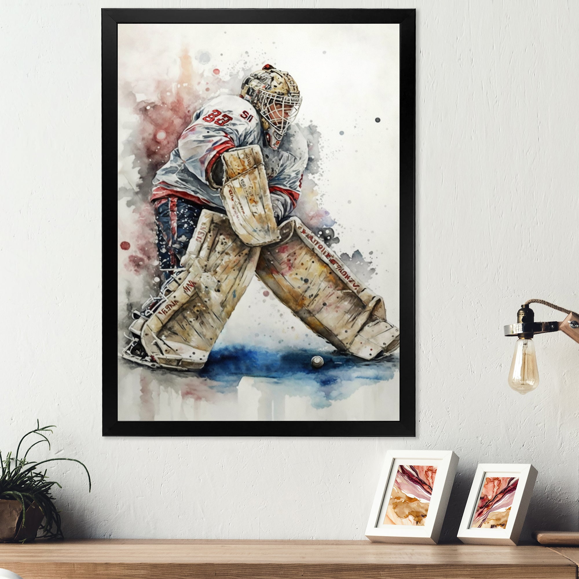 Hockey Goalie On Ice During Play I - Sport Hockey Canvas Wall Art