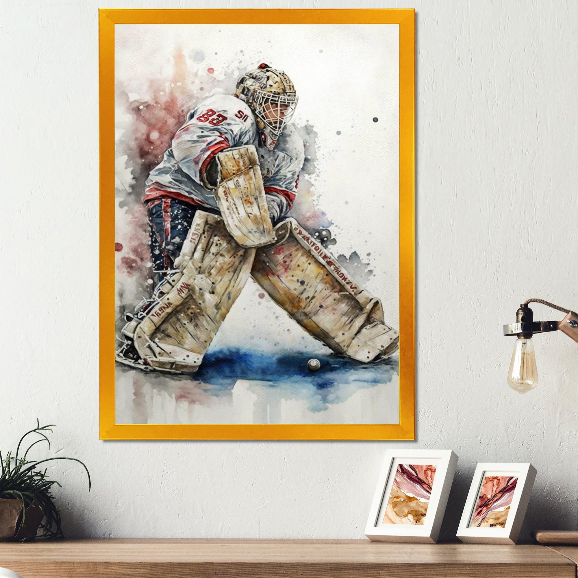 Hockey Goalie On Ice During Play I - Sport Hockey Canvas Wall Art