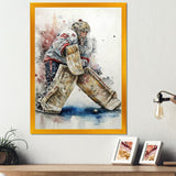 Hockey Goalie On Ice During Play I - Sport Hockey Canvas Wall Art