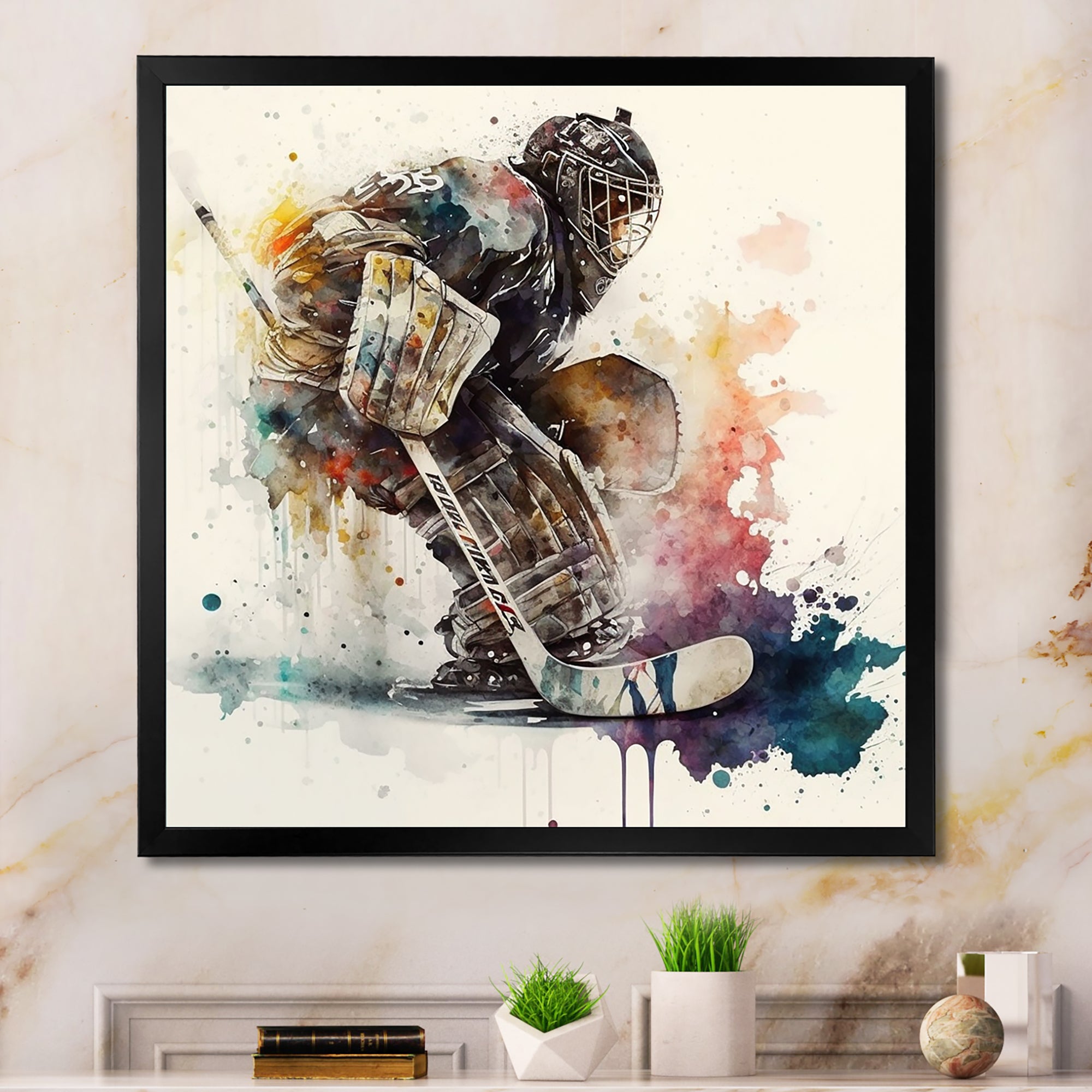 Hockey Goalie During The Hockey Game I - Sport Hockey Canvas Wall Art
