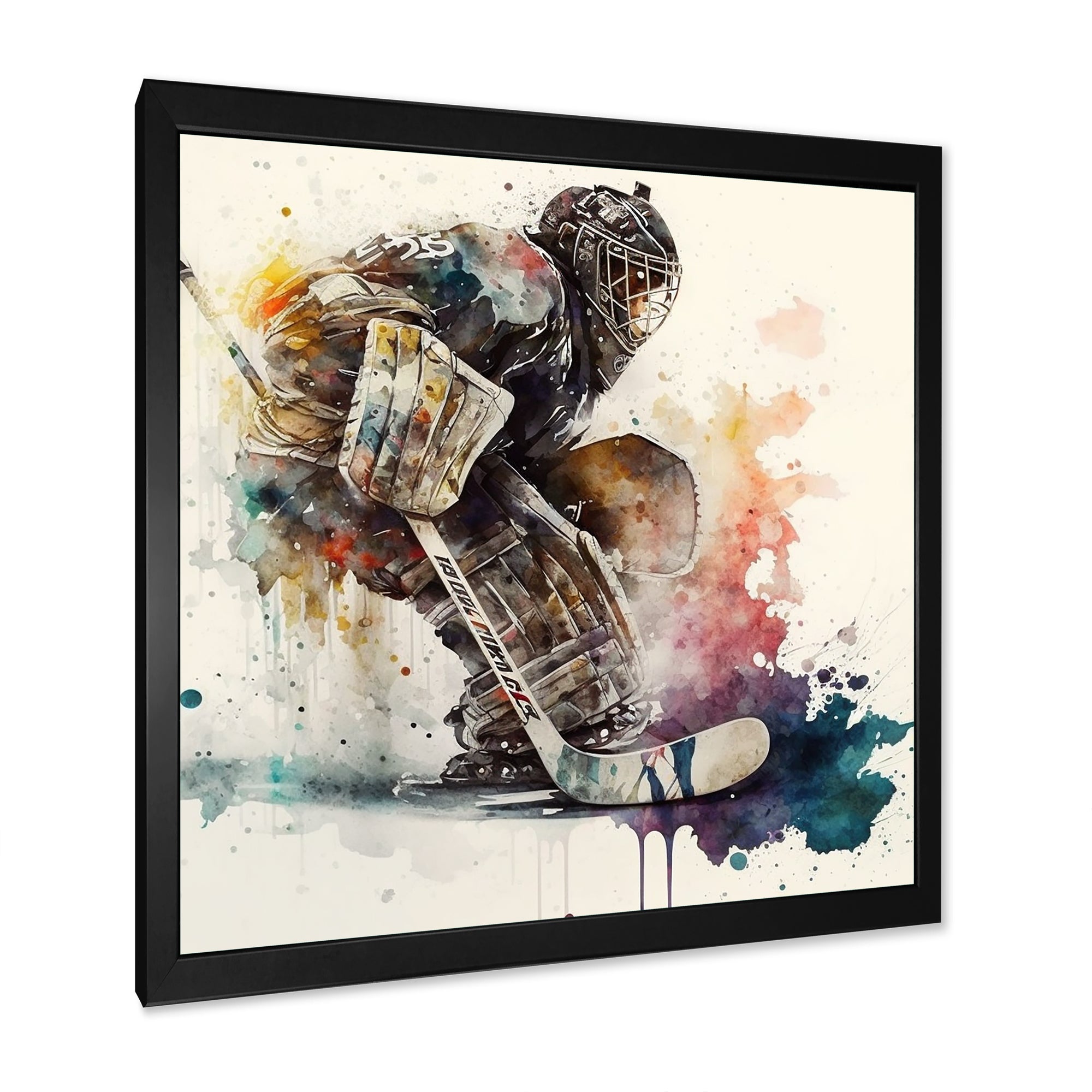Hockey Goalie During The Hockey Game I - Sport Hockey Canvas Wall Art