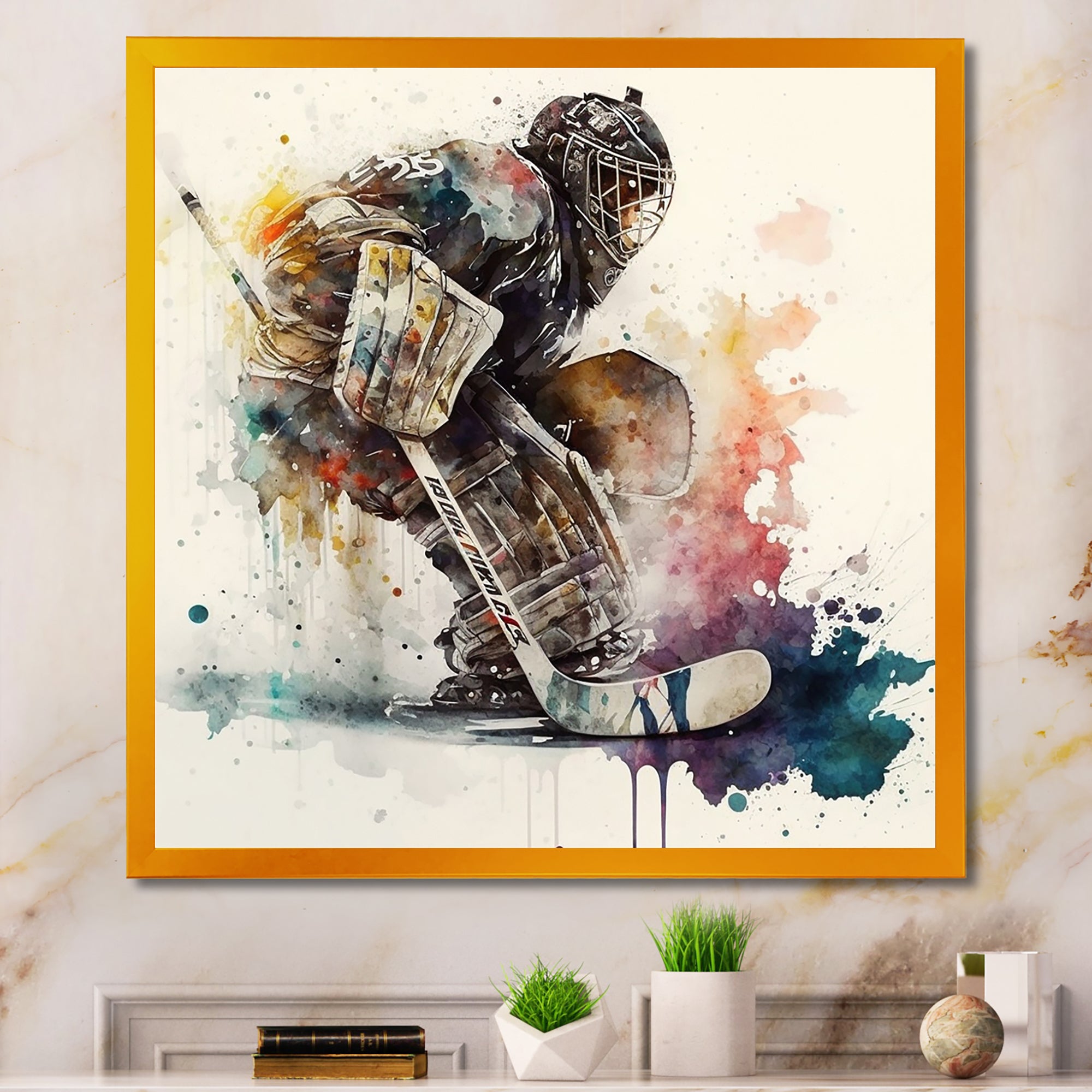 Hockey Goalie During The Hockey Game I - Sport Hockey Canvas Wall Art