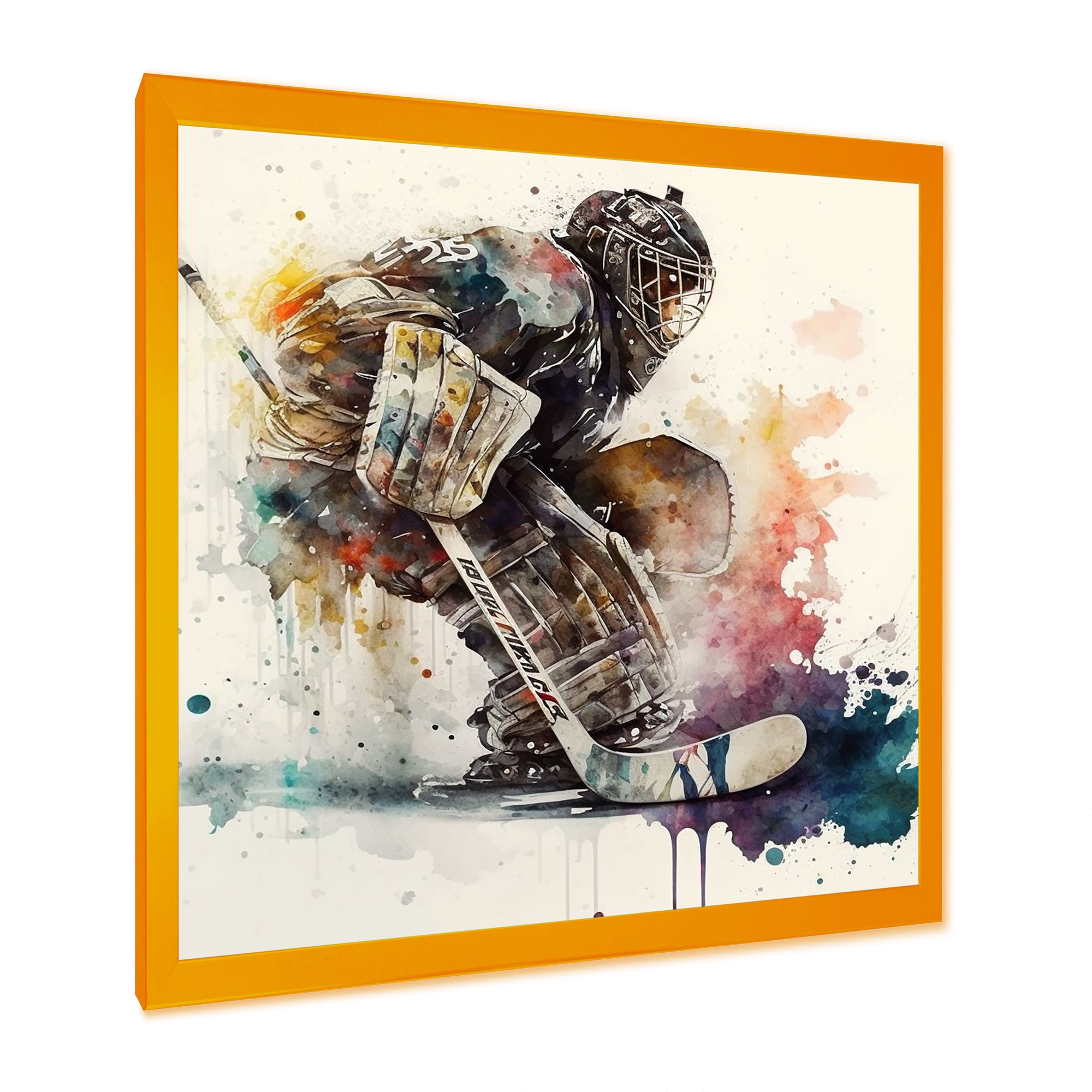 Hockey Goalie During The Hockey Game I - Sport Hockey Canvas Wall Art