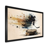 Hockey Player Hitting Puck - Sport Hockey Canvas Wall Art