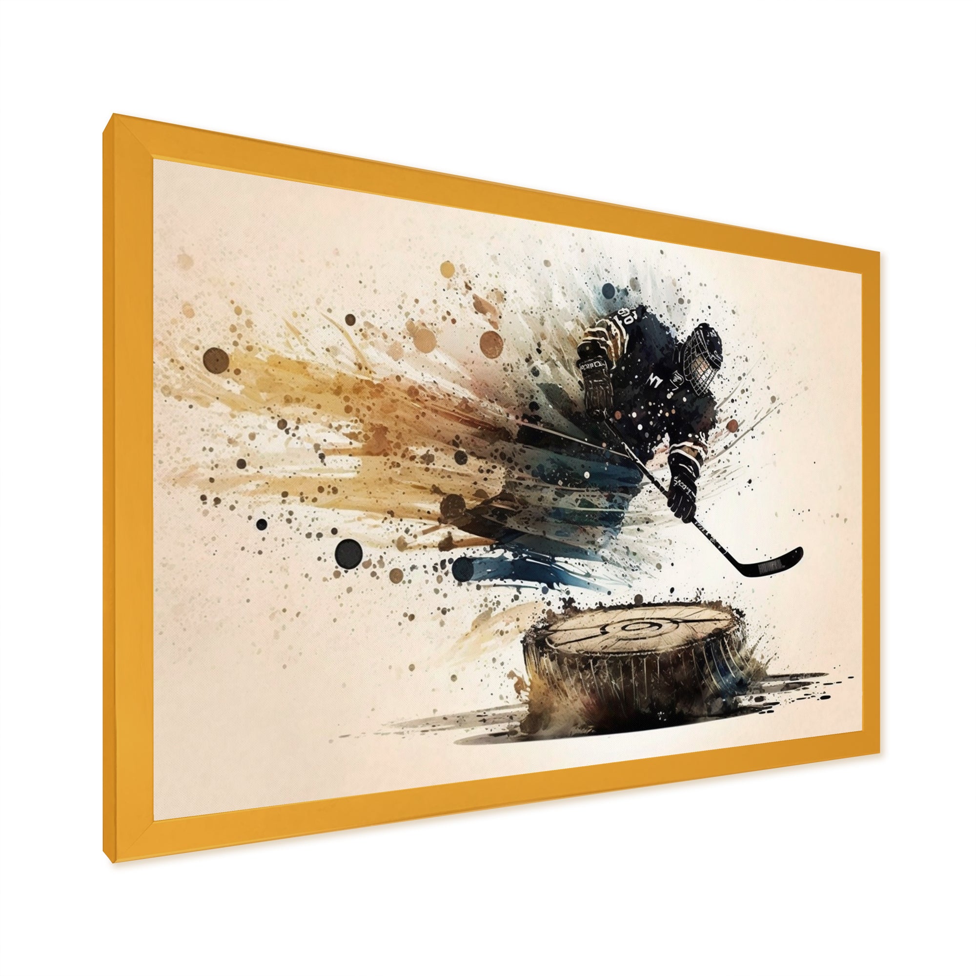 Hockey Player Hitting Puck - Sport Hockey Canvas Wall Art