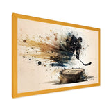Hockey Player Hitting Puck - Sport Hockey Canvas Wall Art