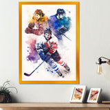 Three Hockey Players During Game I - Sport Hockey Canvas Wall Art