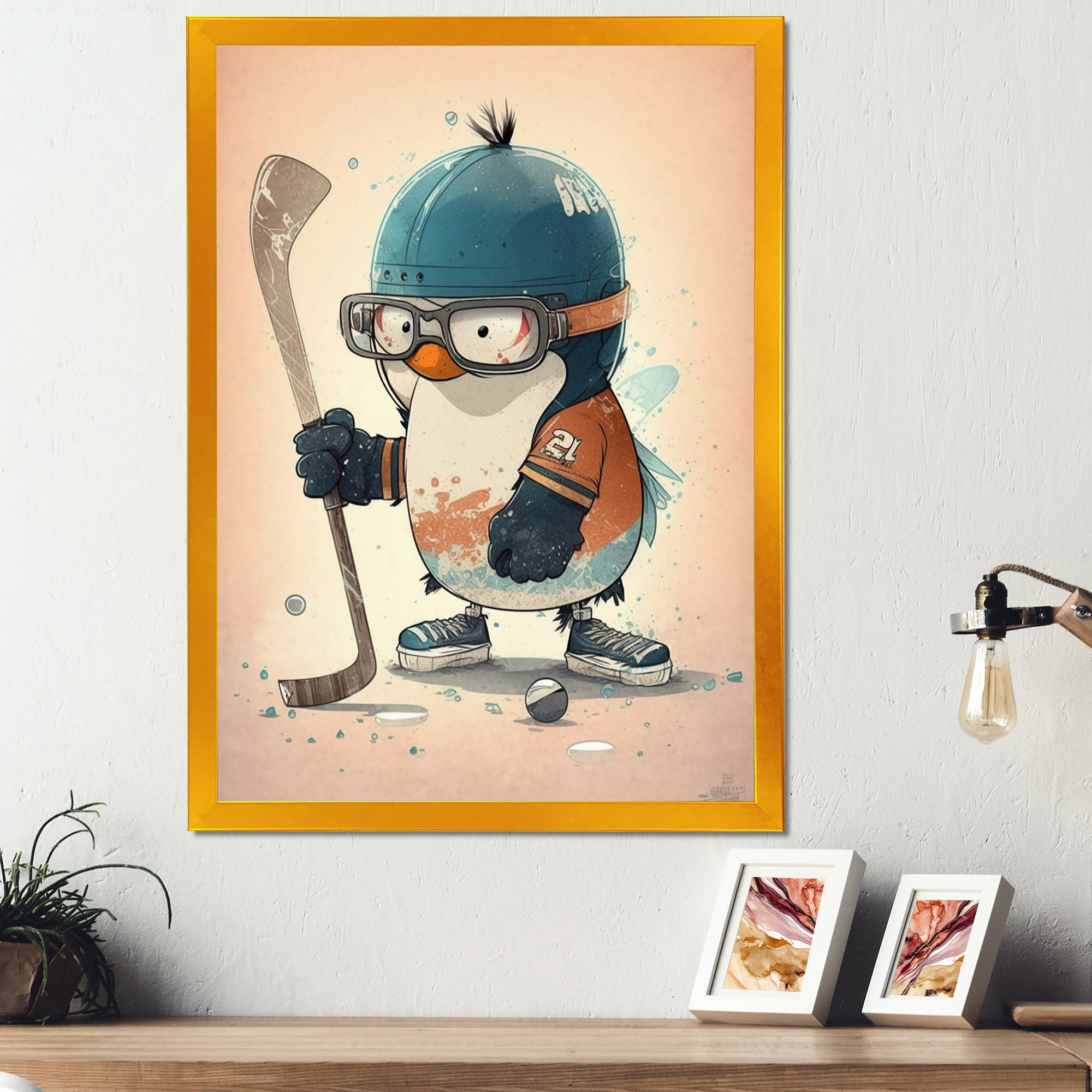 Anime Hockey Penguin - Sport Hockey Canvas Wall Art
