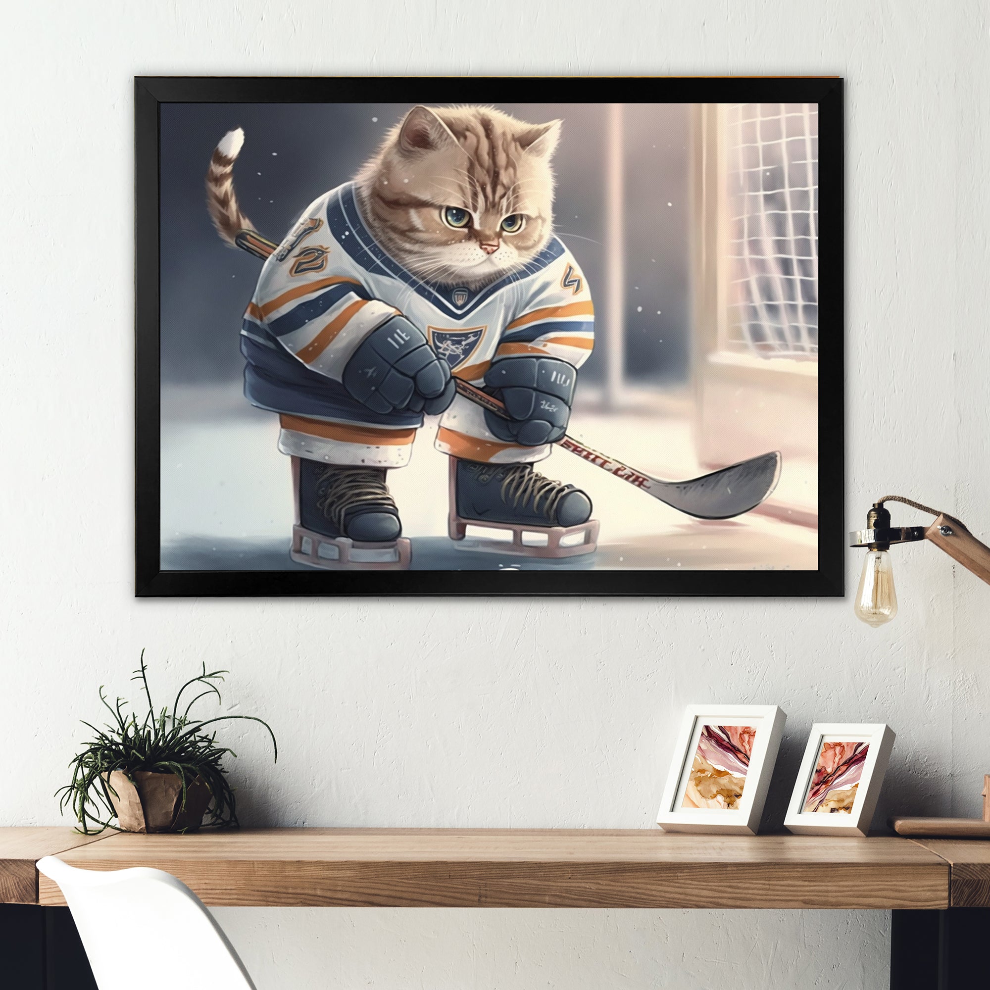 Anime Hocket Cat On Ice Rink I - Sport Hockey Canvas Wall Art