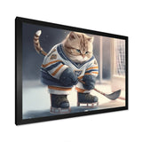 Anime Hocket Cat On Ice Rink I - Sport Hockey Canvas Wall Art