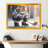 Anime Hocket Cat On Ice Rink I - Sport Hockey Canvas Wall Art