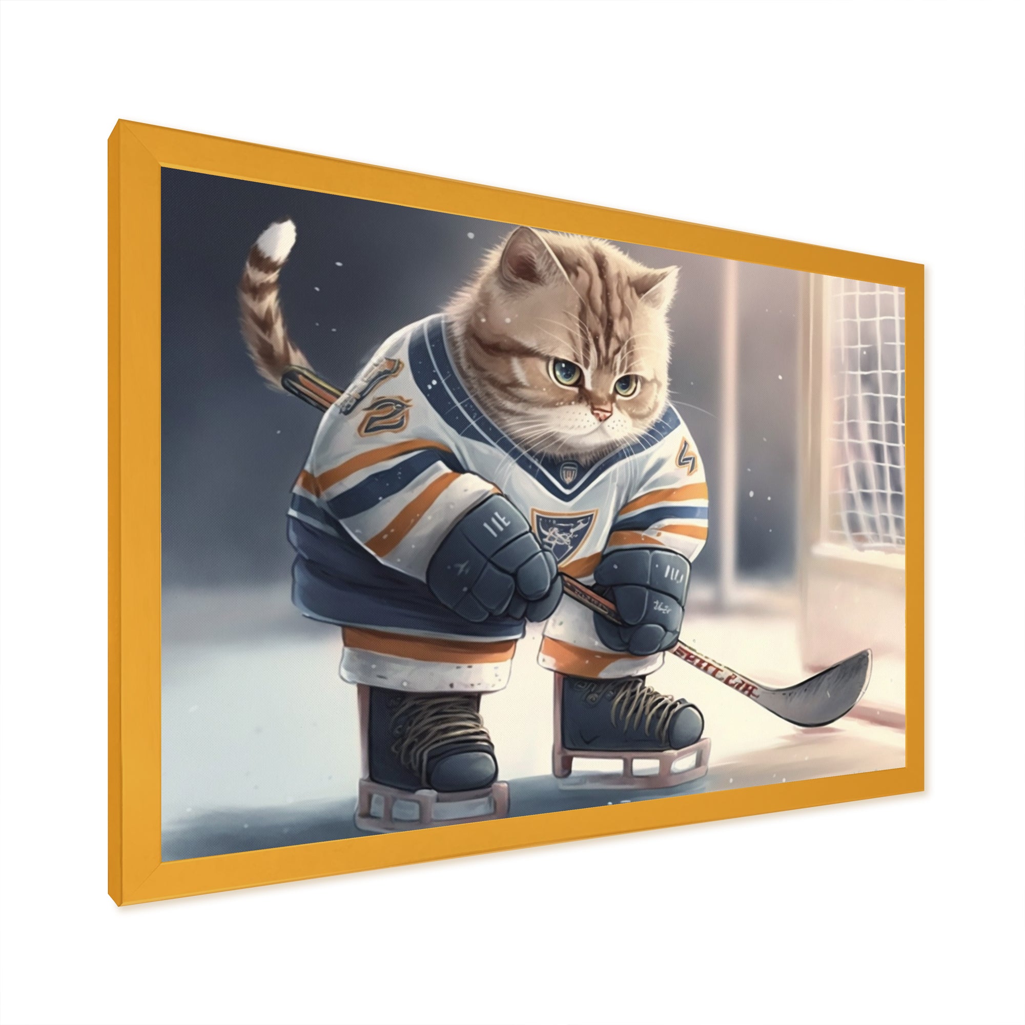 Anime Hocket Cat On Ice Rink I - Sport Hockey Canvas Wall Art
