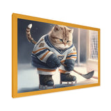 Anime Hocket Cat On Ice Rink I - Sport Hockey Canvas Wall Art